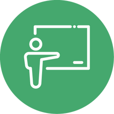 Teacher at whiteboard icon