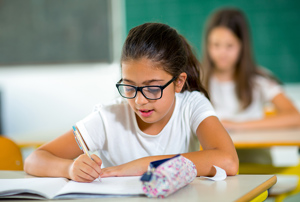 School Girl Practicing Social Distancing Small