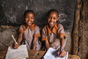 African Little Girls During Their English Class In Orphanage Small