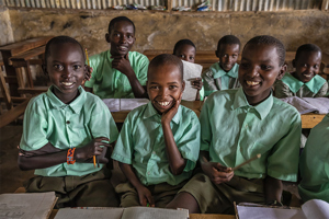 A Class Full Of Girls In School In Africa